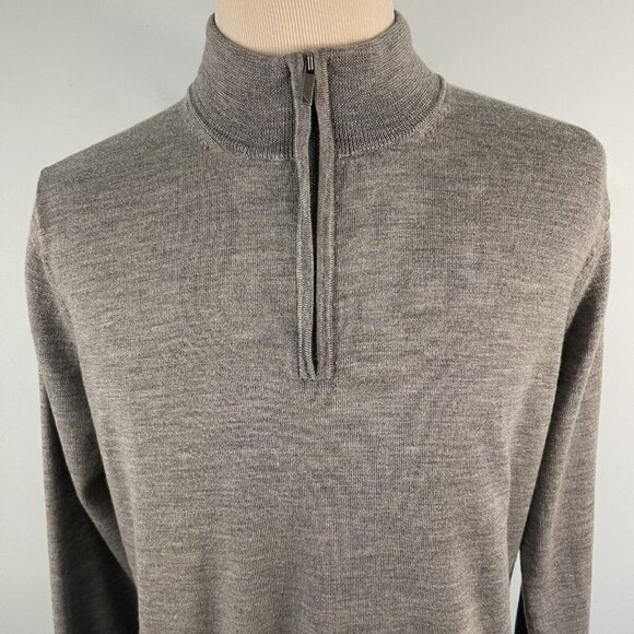 Untuckit Men's Merino Wool 1/4 Zip Sweater Gray Size Large - Picture 5 of 11